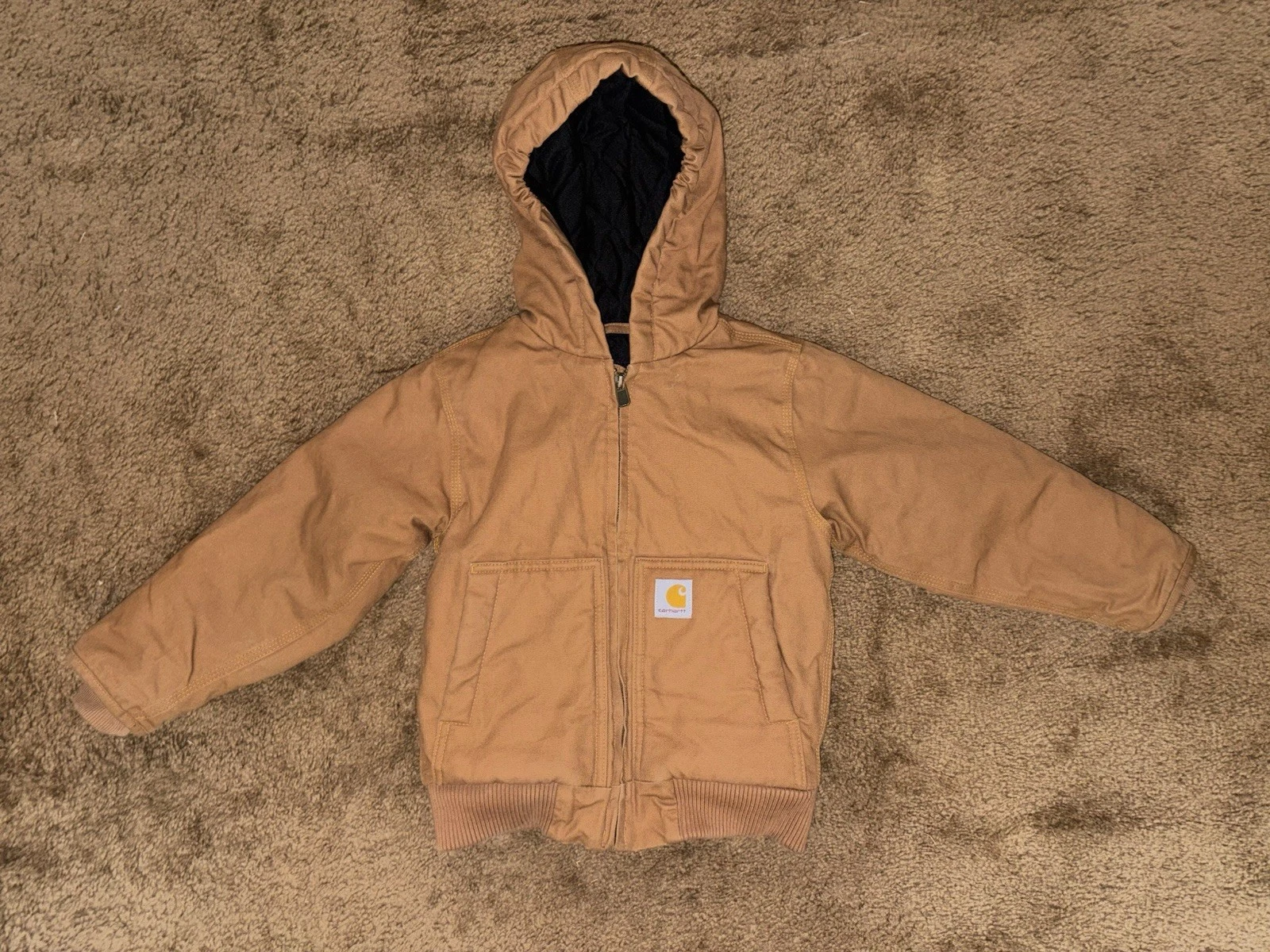 Carhartt Youth Hoodie Jacket XXS (4-5) Zip Up Kids Boys Girls Tan Brown