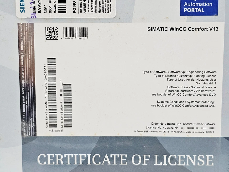 SIEMENS SIMATIC WinCC Comfort V13 6AV2101-0AA03-0AA5 Logiciel - Photo 2/4