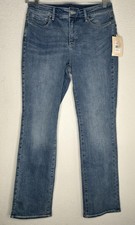 NYDJ Marilyn Straight Jeans Womens 12 Blue Heyburn Wash Mid Rise Stretch Denim