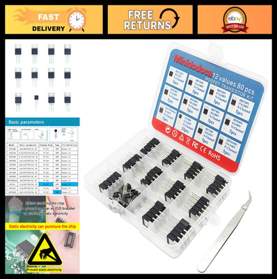 80 Pcs MOSFET Transistor Assortment Kit - N&P Channel, Logic Level, IRF Series