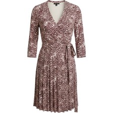 Tommy Hilfiger Wrap Dress Womens M Red Leopard Print 3/4 Sleeve Mobwife Fall