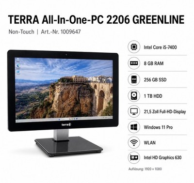  All in One PC 21,5 Zoll Intel i5 7400 3.00Ghz 8 RAM 256GB SSD 1TB HDD FHD