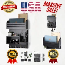 Pine Wood Key Holder with 6 Heavy-Duty Hooks for Stylish Organization