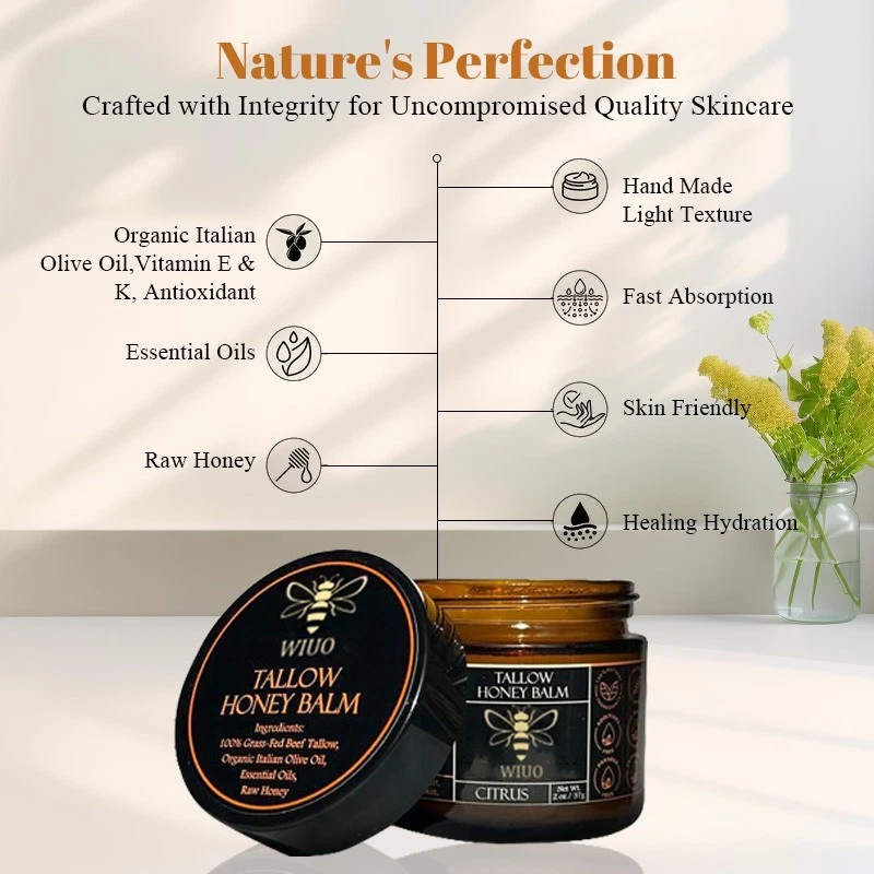 Organic Grass-Fed Beef Tallow Balm with Raw Honey - Citrus Skin Moisturizer - Image 4 of 4