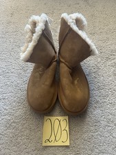 UGG Mid Tall Boots for Women Size 11 Tan Sparkling Sherpa Lining Model 1125795