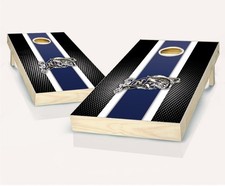 Navy Striped Cornhole Boards Skip's Garage NCAA Set Team Logo Bags