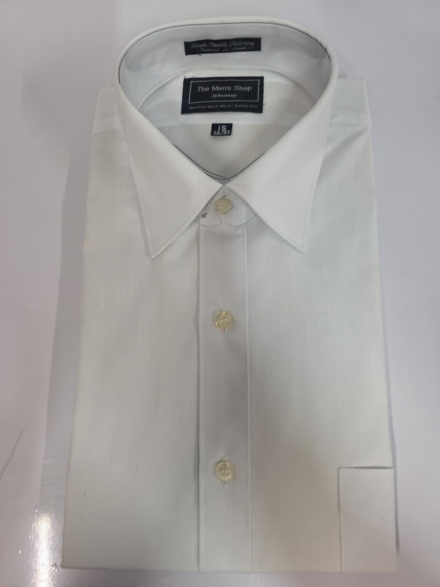 The Mens Shop JC Penny Button Up Long Sleeve Dress Shirt Size 15 32/33 White