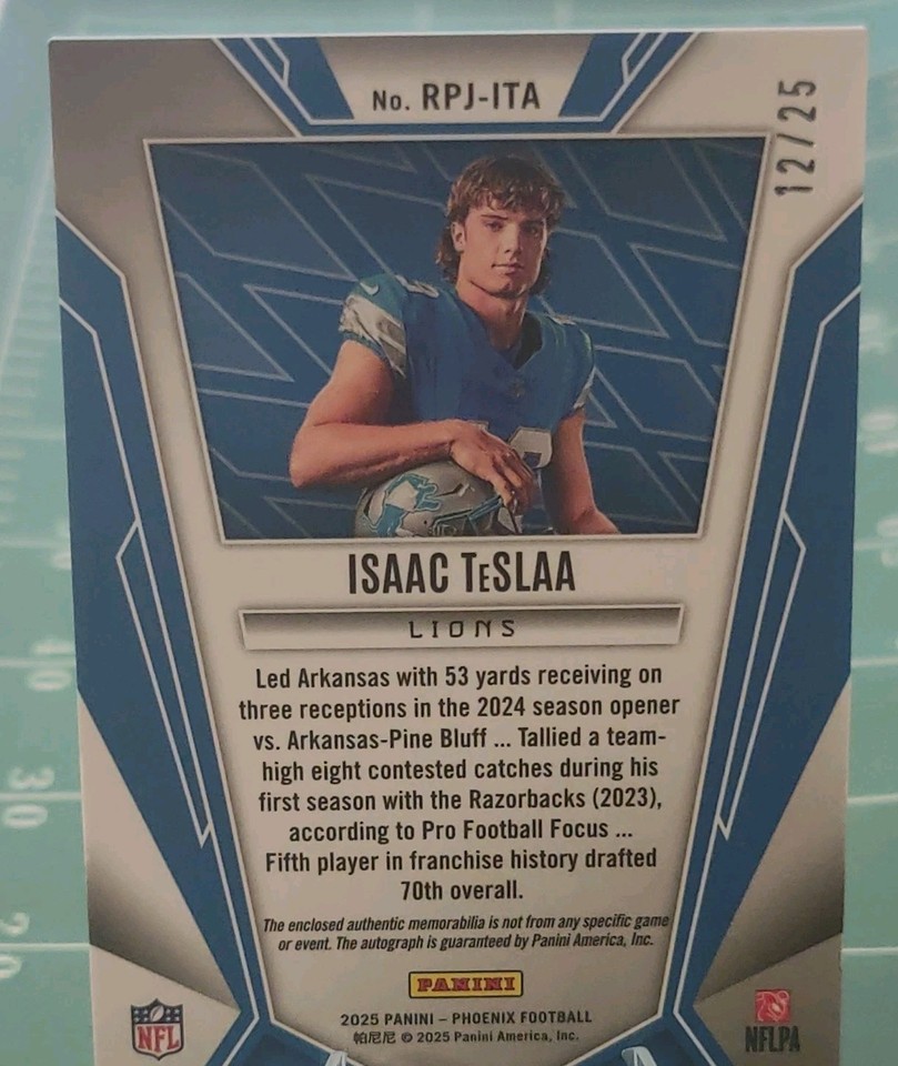 Isaac Tesla Rookie Card (#28) 2025 PANINI PHOENIX ISAAC TeSLAA GREEN ROOKIE PHENOM RPA 12/25 | eBay