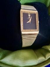Seiko Tank Watch Black Dial Gold Tone 2Y01-5C50 New Battery