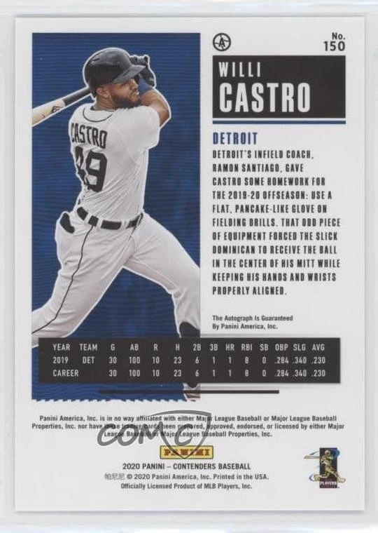 2020 Contenders 2 Variation A Draft Ticket Blue /99 Willi Castro Rookie Auto RC - Image 2 of 2