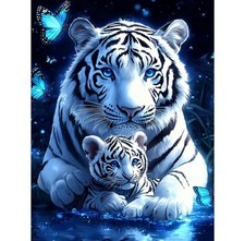 5D Diamond Art Tigers Theme DIY Round Full Drill Diamond Painting Kits for Begin