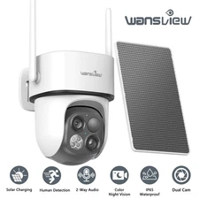 Wansview 2K WiFi Dual-Cam Wireless Outdoor Solar Security Camera Human Detection