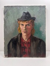 Pierre MONTERET (1897-1984)  Huile sur Toile - Portrait d'un Homme au Chapeau