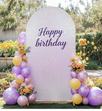 7.2 ft Payette Sequin Fitted Round Top Wedding Arch Backdrop Stand Cover Party