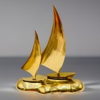 Vintage Solid Brass Double Sailboat Nautical Ship Sculpture Figurine Sail Boat
