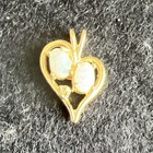 Vintage Double Opal and Diamond 14k Yellow Gold Heart Pendant  — photo 1