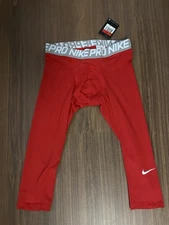 Nike Pro Compression Red Pants Tights Mens Large L 3/4 Athletic 828642-657
