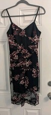 Guess EST. 1981 LBD Cocktail Dress Black Floral Spaghetti Straps Size 0