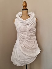 RUNDHOLZ DIP : MAGNIFIQUE TUNIQUE DESTRUCTURÉE PLIS PLEATS BLANCHE TOP LAGENLOOK