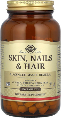 Solgar Skin Nails Hair MSM Formula Tablets Collagen Support 120 Ct