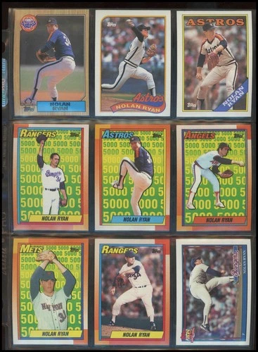 1987-1991 Topps Nolan Ryan Baseball Cards (9) - 5000 K's