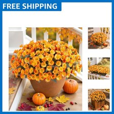 6 Bundles UV Resistant Orange Daisy Artificial Flowers for Indoor/Outdoor Decor