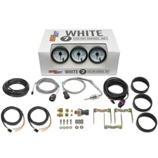 GlowShift White 7 Color Diesel Gauge Set - Boost Pyrometer EGT 100 Fuel Pressure