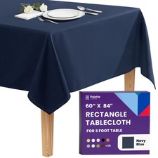 Rectangle Tablecloth - 60 x 84 Inch Navy Blue Table Cloth for 5 Foot Rectangl...