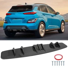 Carbon Rear Bumper Diffuser 7 Fins Spoiler Lip Splitter For Hyundai Kona 2018-25