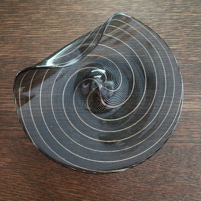 Dino Martens Aureliano Toso Mezza Filigrana Murano Art Glass Dish Bowl Vintage