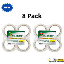 8 Pack Duck EZ Start Heavy Duty Clear Packing Tape, 1.88" x 54.6 yd, Quiet