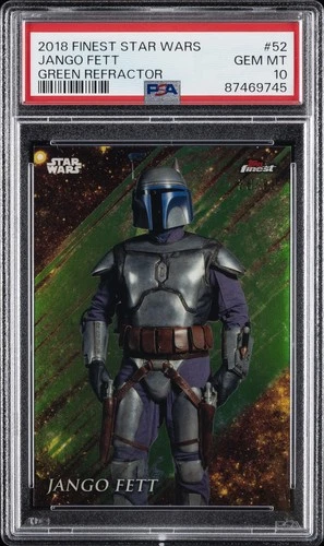 2018 TOPPS FINEST STAR WARS GREEN REFRACTOR #52 JANGO FETT 38/99 PSA 10