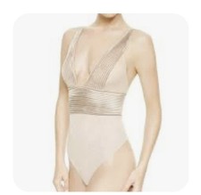 La Perla Tulle Nervures Beige Silk Blend Bodysuit Size XS NWOT