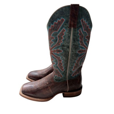 Ariat Sting Western Cowboy Boots Burnt Brown Antique Teal Leather 10044570 M7/W9