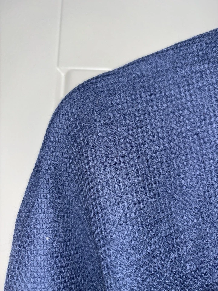 Eileen Fisher Organic Cotton Waffle Robe Navy Blue Belted Loungewear  Sz L/XL - Image 4 of 4