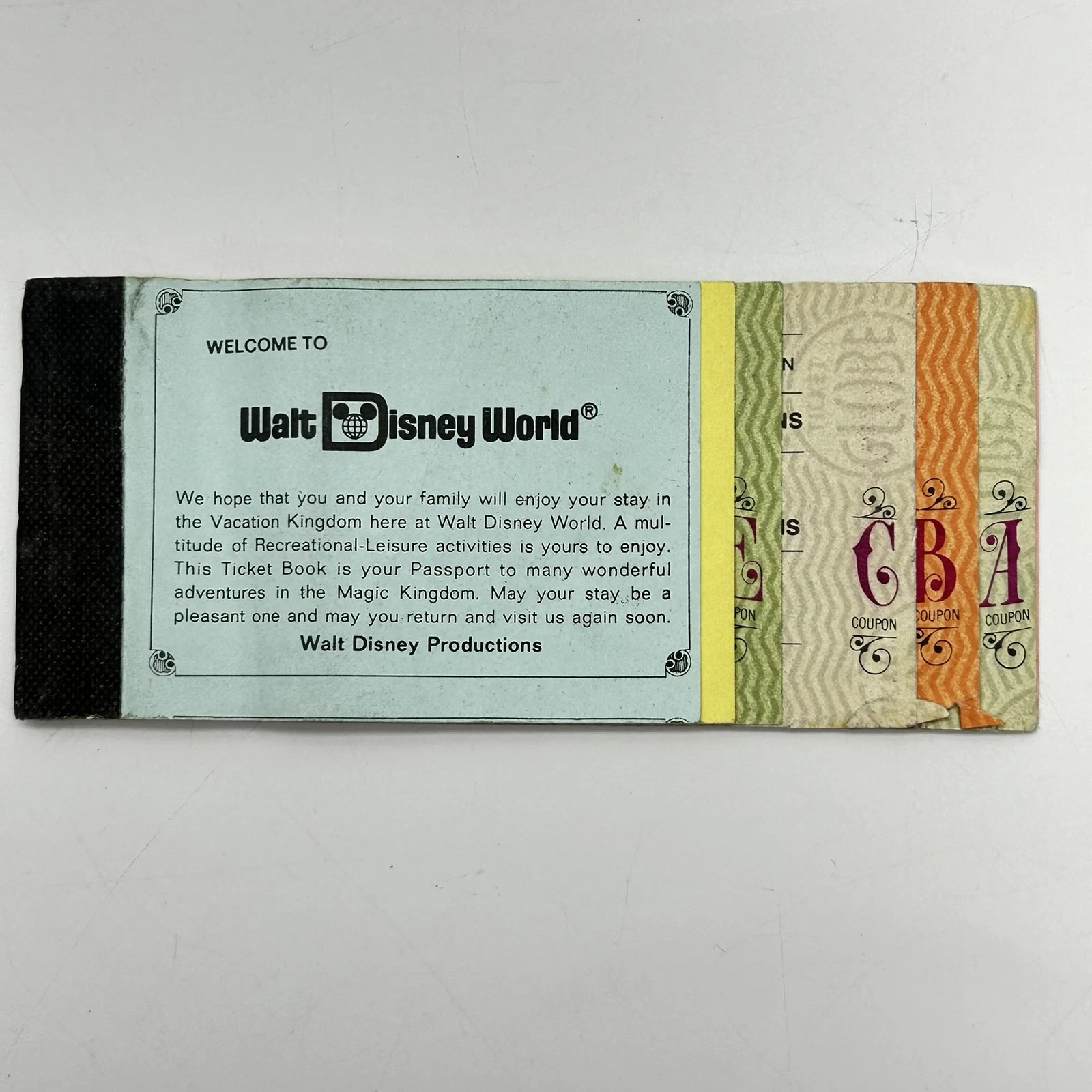 1970s Walt Disney World Magic Kingdom Adventures Ticket Book