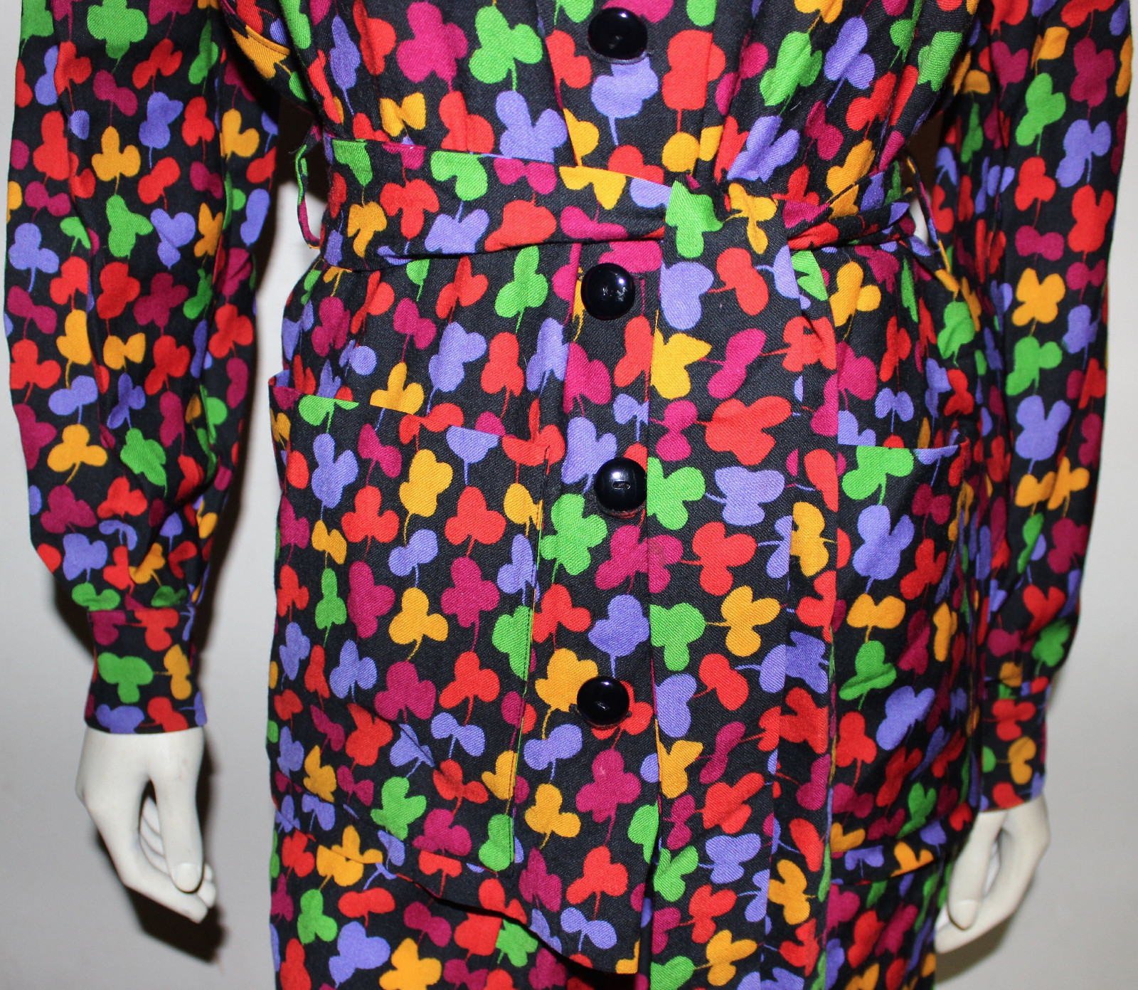 Set gonna YVES SAINT LAURENT vintage Rive Gauche pop art stampa floreale 38 YSL MOD