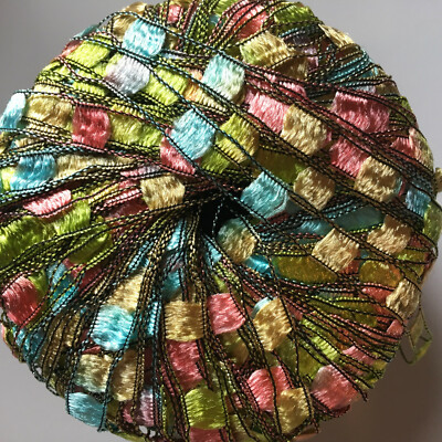 Berlini Ladder Ribbon Maxi Yarn #128 Touch of Spring 50gr 98yds Green Blue Pink 