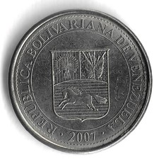 2007 Venezuela 50 Centimos World Coin - Y# 92