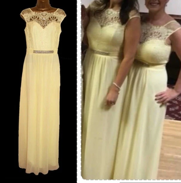 Lipsy Yellow Maxi Dress 12 Party Evening Wedding Occasion Gown