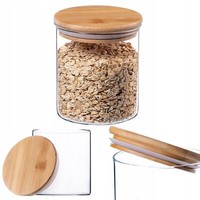 Kadax GlasbehäLter Mit Bambusdeckel, VorratsgläSer, Rund, 800 Ml