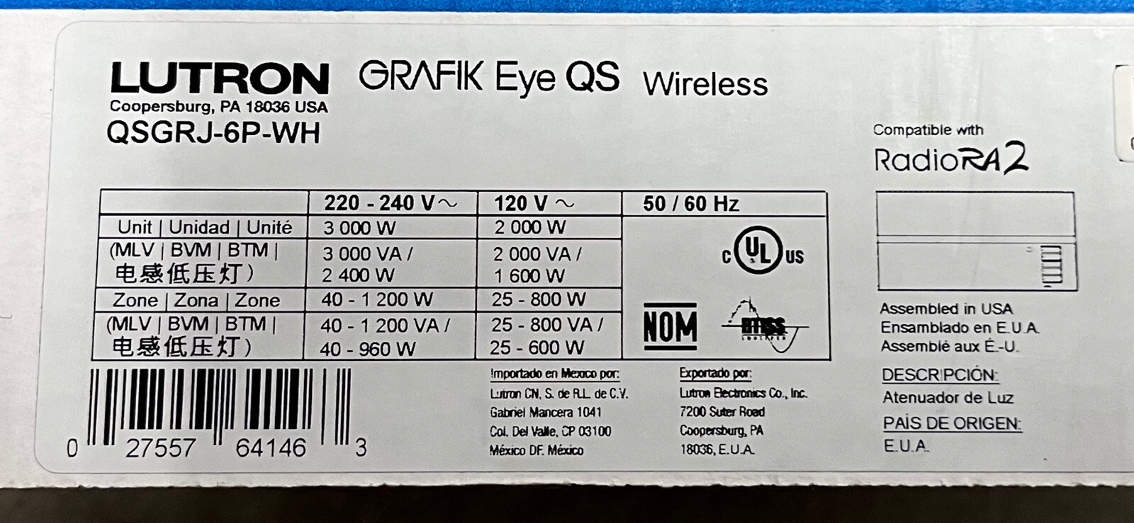 NEW! Lutron Grafik Eye QS 6 Zone Lighting Controller White QSGRJ6PWH eBay