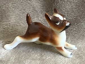 Vintage Miniature Porcelain Ceramic Boxer Puppy Dog Figurine