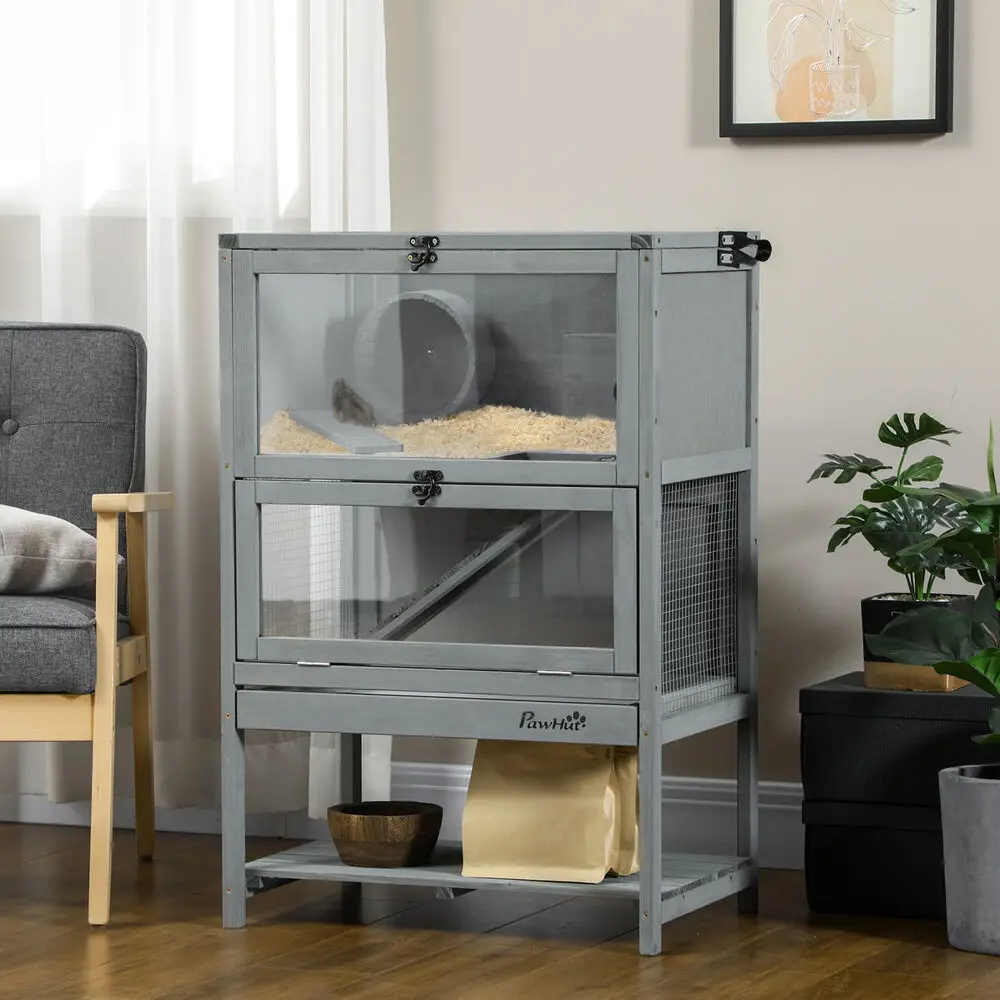 Large Hamster Cages and Habitats Wooden Small Animal Cage W/ Storage