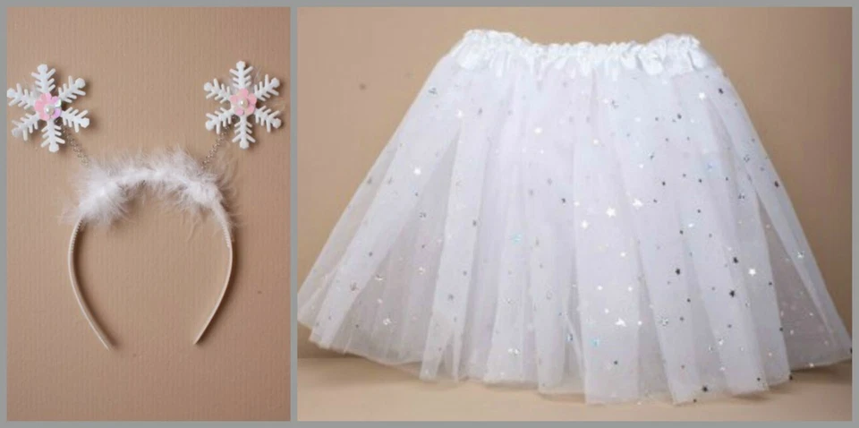 ALLSORTS ACCESSORIES Snowflake Fancy Dress Costume Sparkly Tutu Skirt Childrens Nativity Outfit