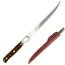 Schrade Uncle Henry Kitchen Knife 7.25" Stainless Steel Blade Delrin Stag Handle