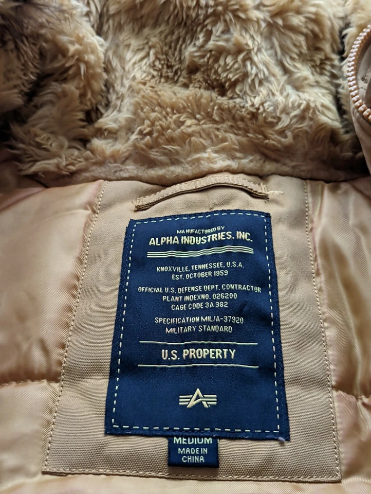 Alpha Industries N-3B Military Parka Flight Jacket Mens Medium - Image 4 of 4