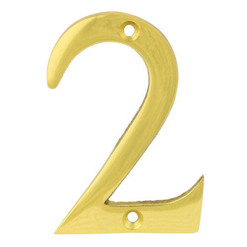 TSS Face Fix Numeral 75mm No.2 Polished Brass (TSSNUMERAL2B)