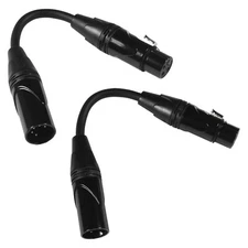 Two HQRP 3-Pin XLR Female to 5-Pin XLR Male DMX Lighting Cables for Studio Light