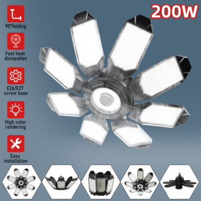 1-4 Pack LED Deformable LED Garage Light Bright Shop Ceiling Lights Fixture Bulb